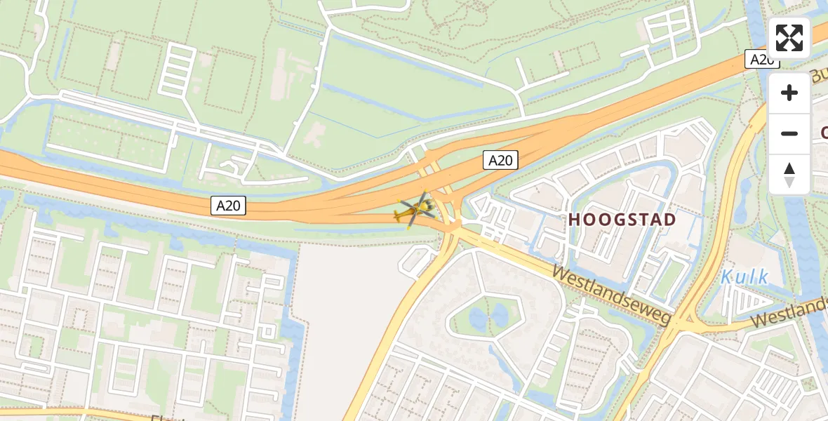 Vluchtroute Traumahelikopter van Vlaardingen naar Vlaardingen