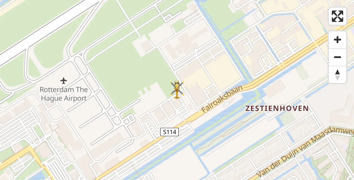 Vluchtroute Traumahelikopter van Rotterdam The Hague Airport naar Rotterdam The Hague Airport