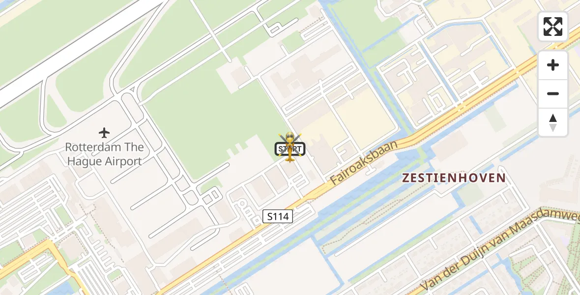Vluchtroute Traumahelikopter van Rotterdam The Hague Airport naar Rotterdam The Hague Airport