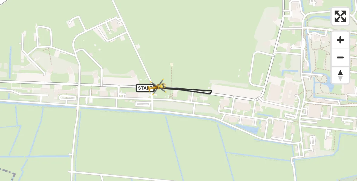 Vluchtroute Ambulancehelikopter van Vliegbasis Leeuwarden naar Vliegbasis Leeuwarden