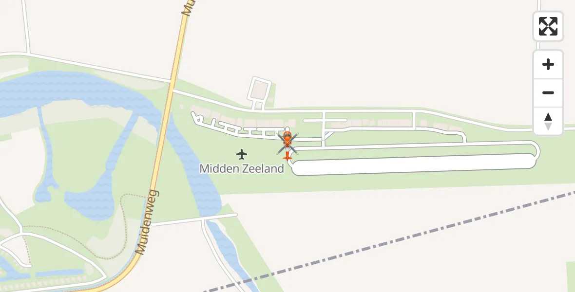 Vluchtroute Kustwachthelikopter van Vliegveld Midden-Zeeland naar Vliegveld Midden-Zeeland