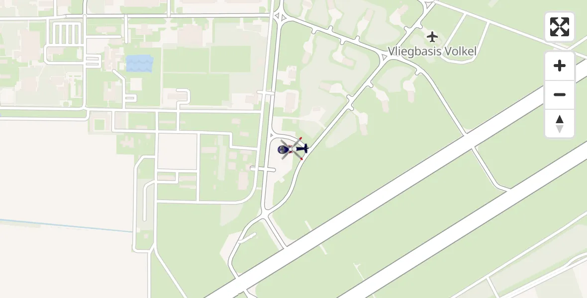Vluchtroute Politiehelikopter van Vliegbasis Volkel naar Vliegbasis Volkel