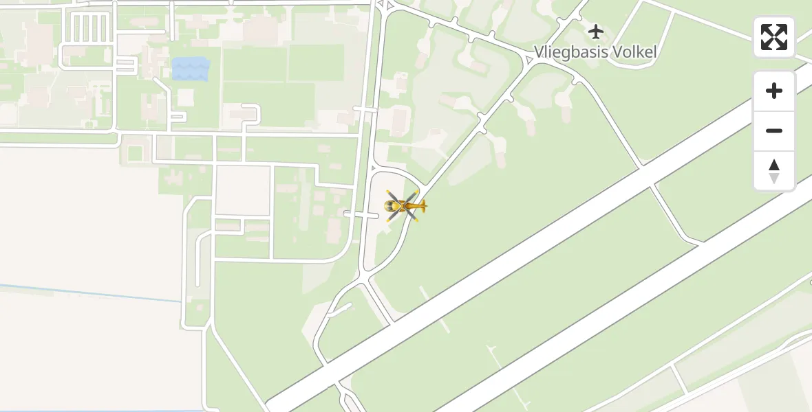 Vluchtroute Traumahelikopter van Vliegbasis Volkel naar Vliegbasis Volkel