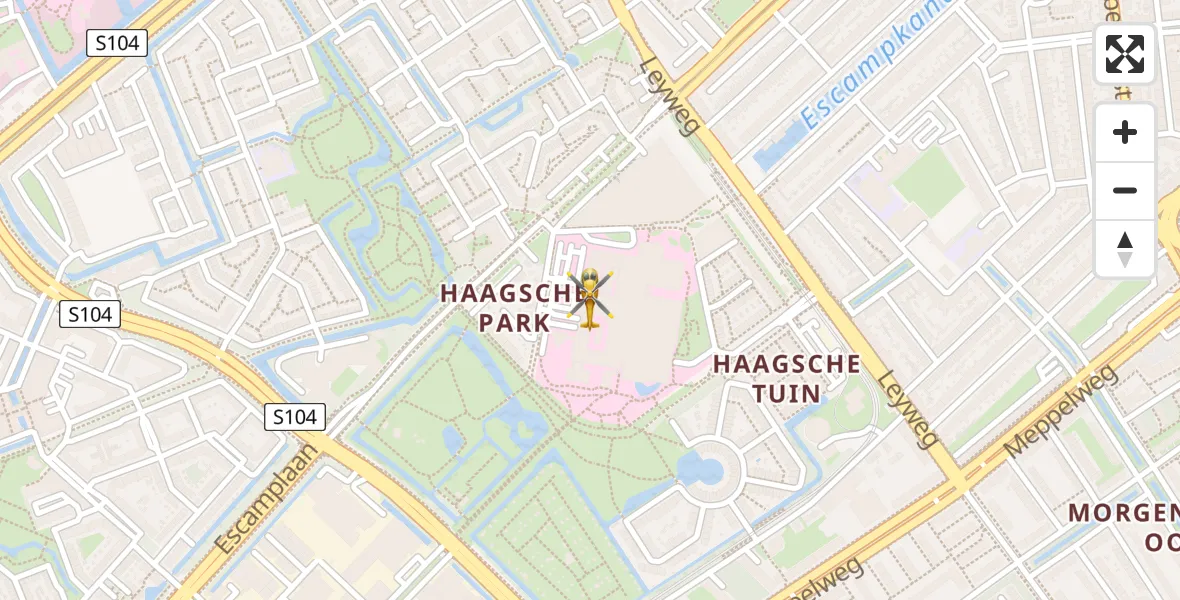 Vluchtroute Traumahelikopter van HagaZiekenhuis Den Haag Heliport naar HagaZiekenhuis Den Haag Heliport
