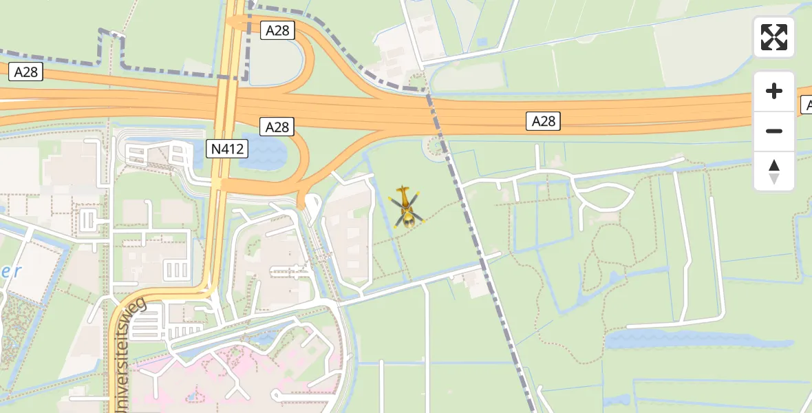 Vluchtroute Traumahelikopter van Utrecht naar Utrecht