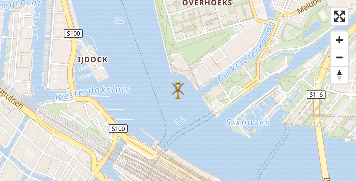 Vluchtroute Traumahelikopter van Amsterdam naar Amsterdam