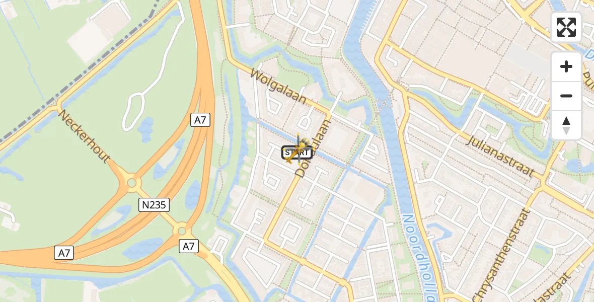 Vluchtroute Traumahelikopter van Purmerend naar Purmerend