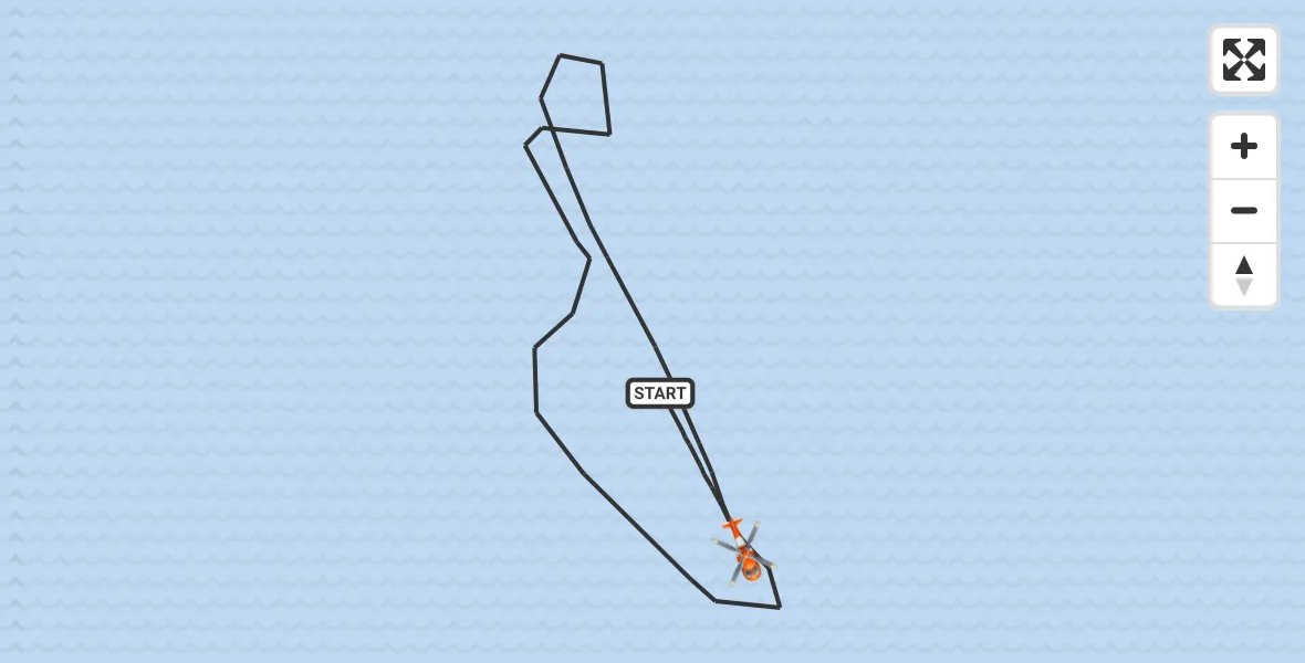 Vluchtroute Kustwachthelikopter van Noordzee naar Noordzee