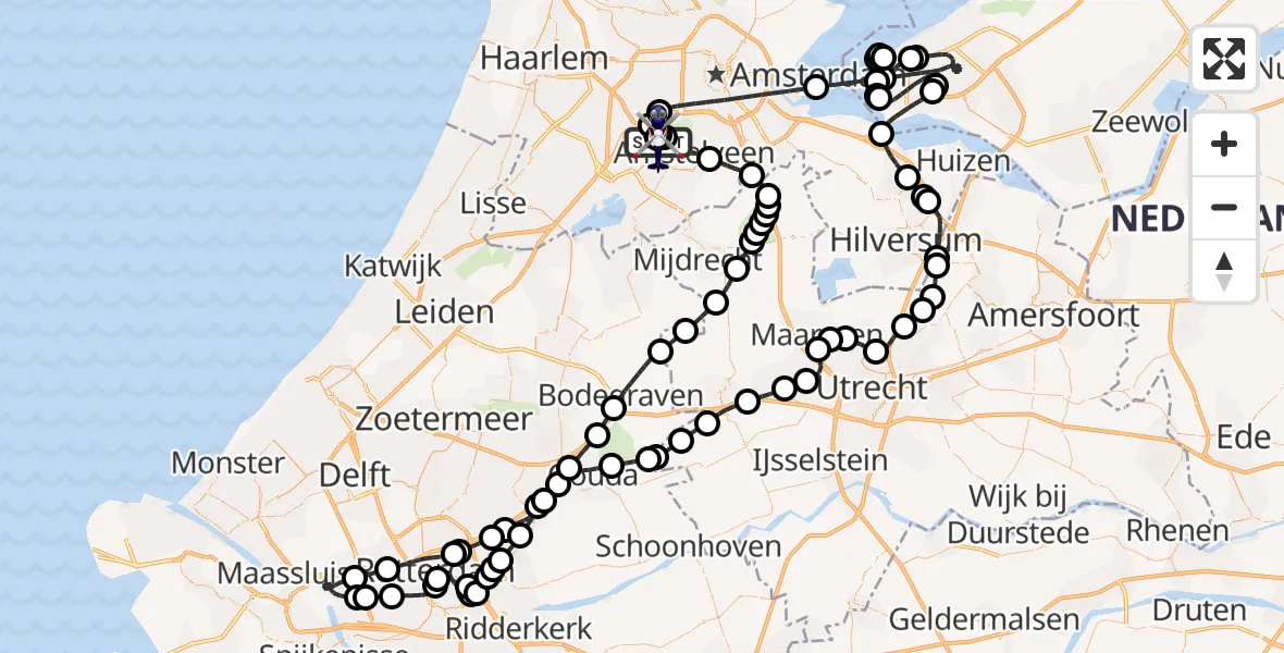 Vluchtroute Politiehelikopter Amsterdam Vliegveld Schiphol - Amsterdam Vliegveld Schiphol, 09 april 2026, 17:47