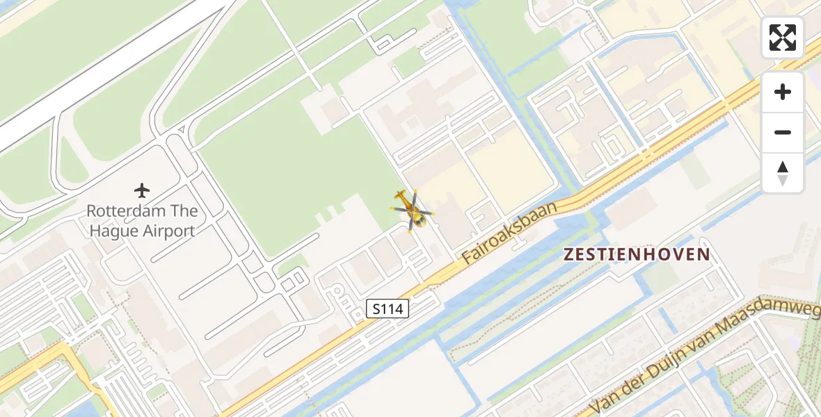 Vluchtroute Traumahelikopter van Rotterdam The Hague Airport naar Rotterdam The Hague Airport