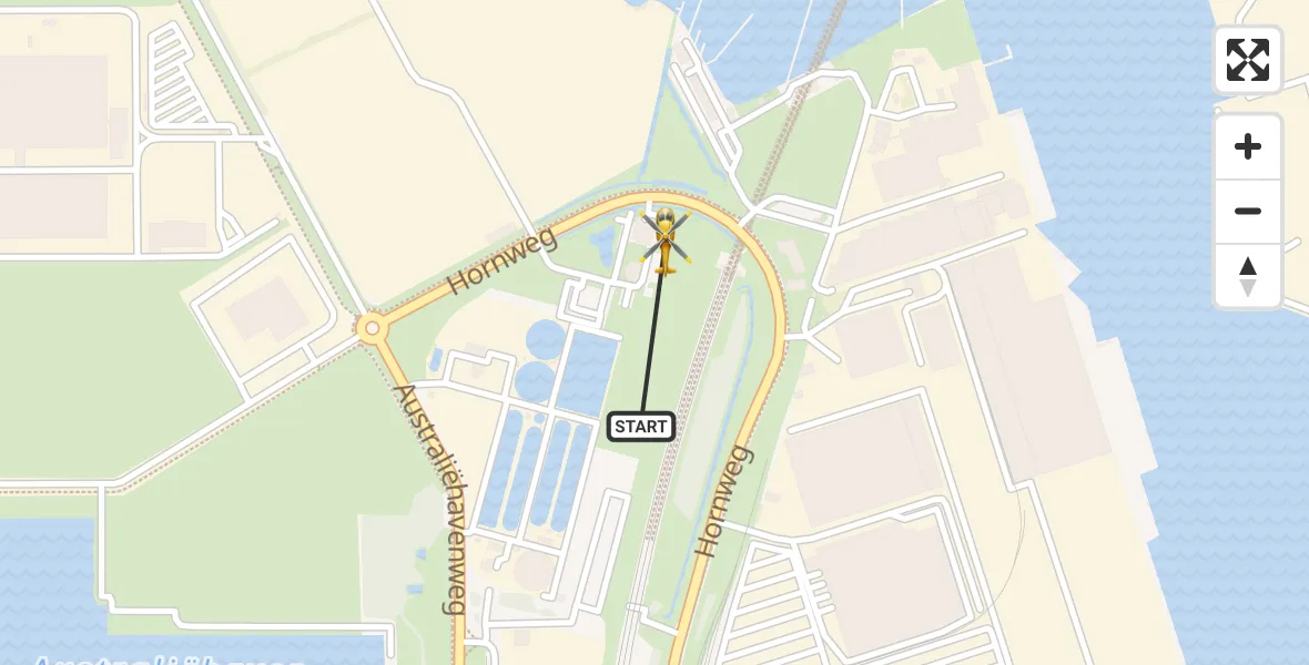 Vluchtroute Traumahelikopter van Amsterdam Heliport naar Amsterdam Heliport