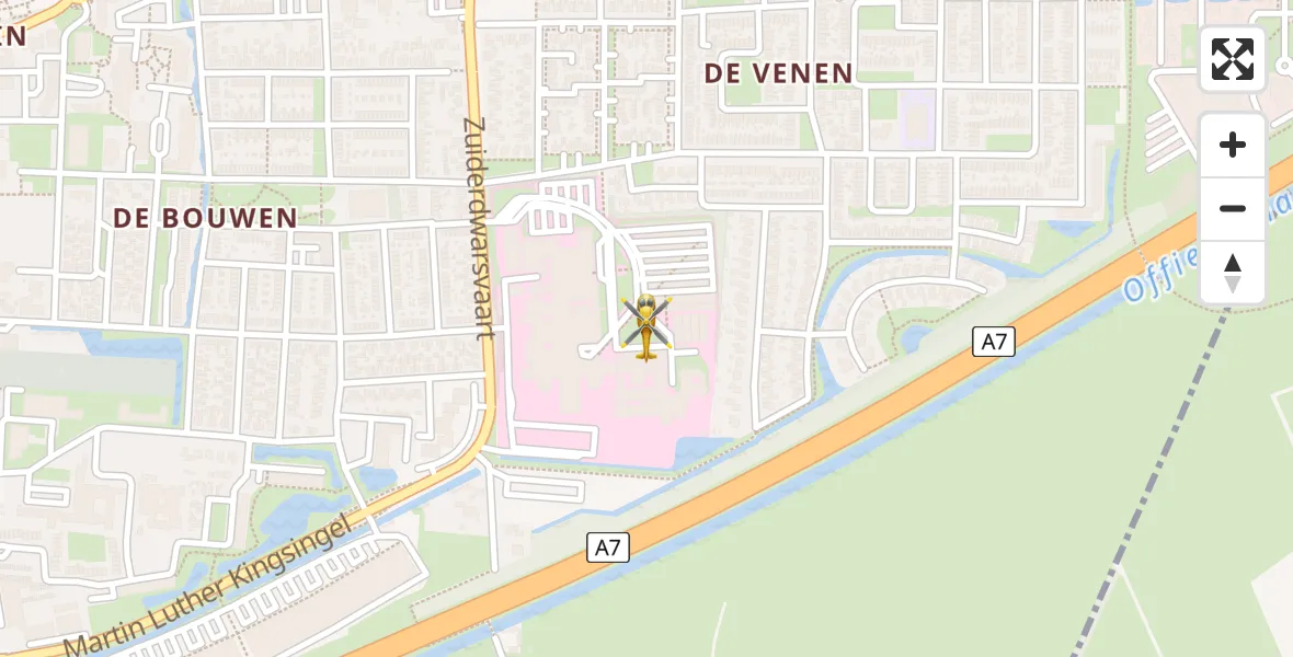 Vluchtroute Traumahelikopter van Nij Smellinghe Hospital Heliport naar Nij Smellinghe Hospital Heliport