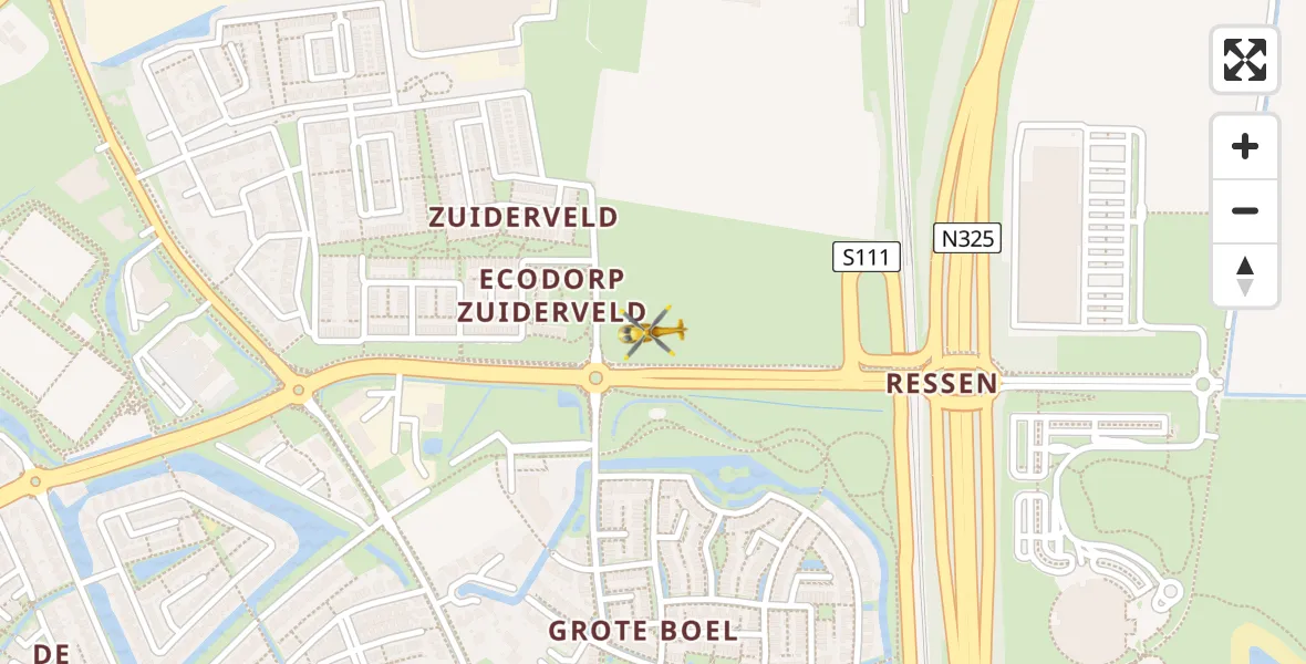 Vluchtroute Traumahelikopter van Nijmegen naar Nijmegen