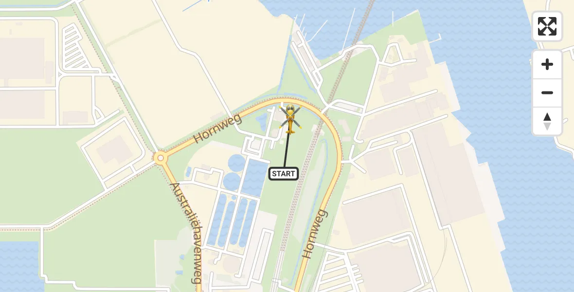 Vluchtroute Traumahelikopter van Amsterdam Heliport naar Amsterdam Heliport