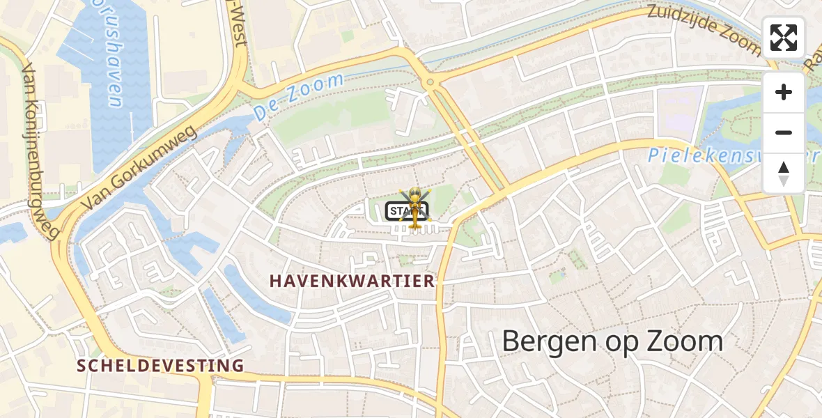 Vluchtroute Traumahelikopter van Bergen op Zoom naar Bergen op Zoom