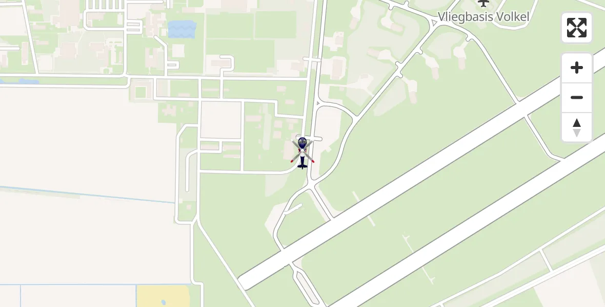 Vluchtroute Politiehelikopter van Vliegbasis Volkel naar Vliegbasis Volkel