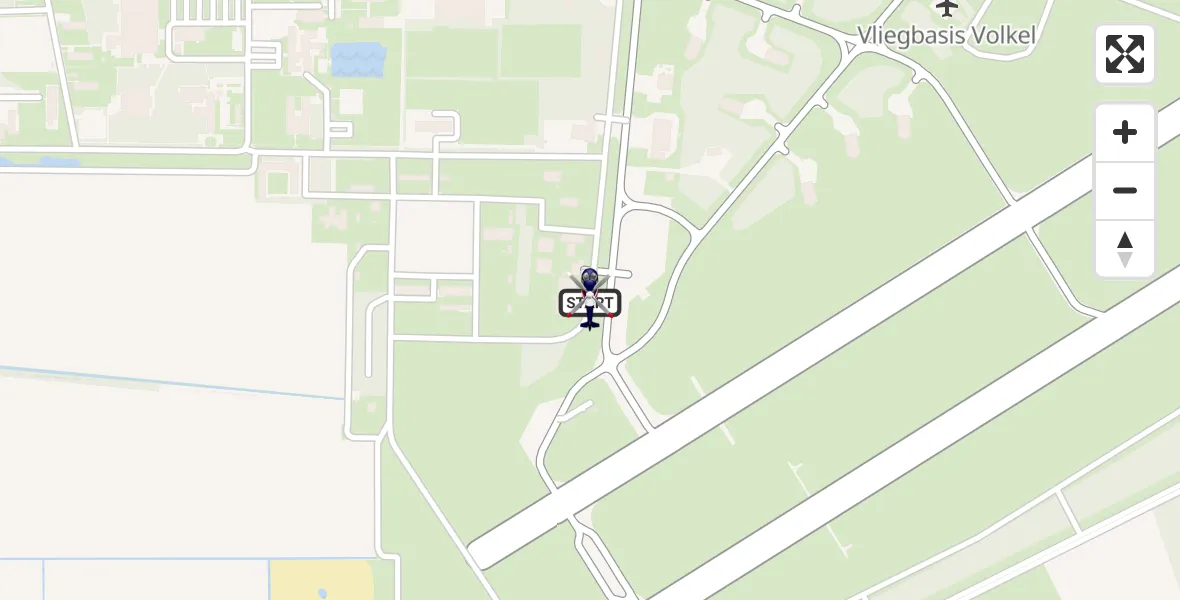 Vluchtroute Politiehelikopter van Vliegbasis Volkel naar Vliegbasis Volkel