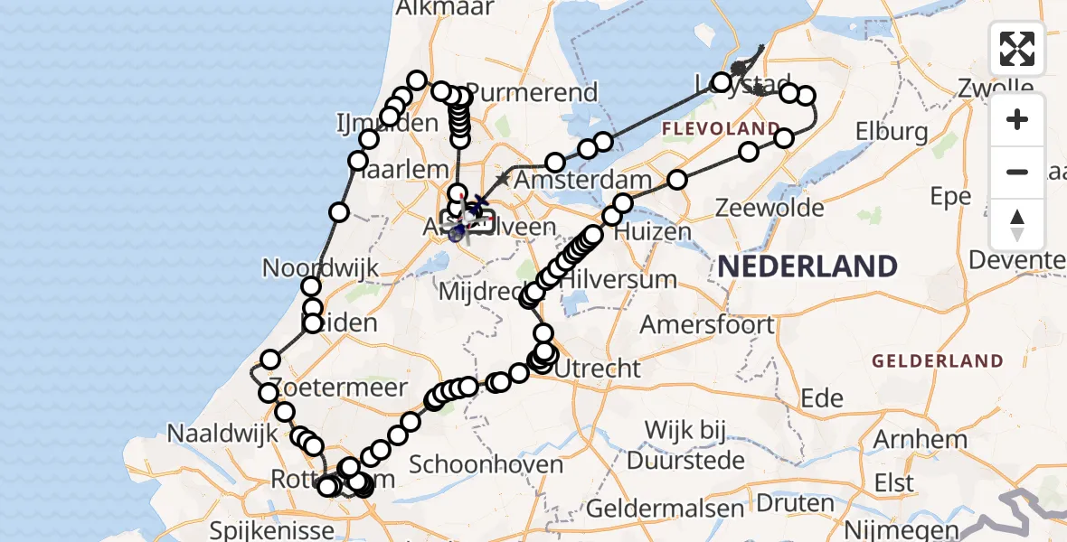 Vluchtroute Politiehelikopter Amsterdam Vliegveld Schiphol - Amsterdam Vliegveld Schiphol, 10 april 2026, 18:32