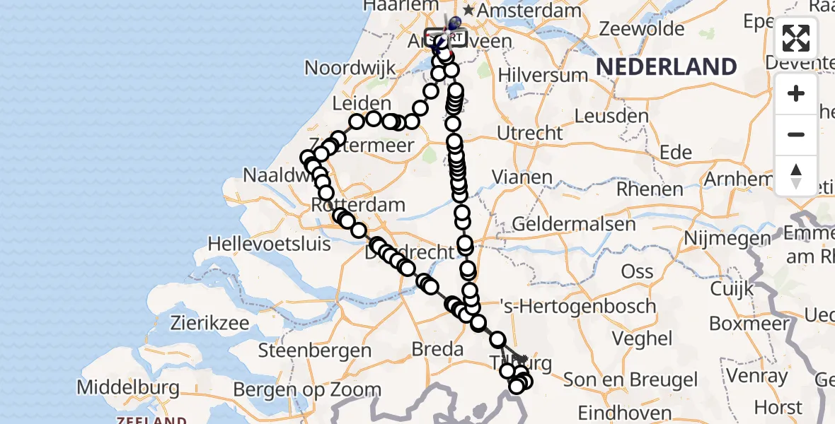 Vluchtroute Politiehelikopter Amsterdam Vliegveld Schiphol - Amsterdam Vliegveld Schiphol, 11 april 2026, 07:44