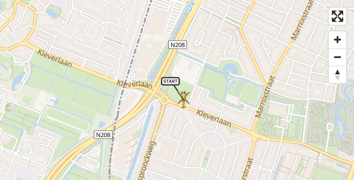 Vluchtroute Traumahelikopter van Haarlem naar Haarlem