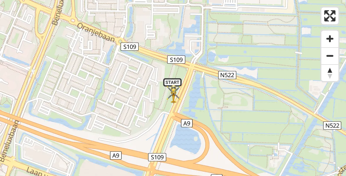 Vluchtroute Traumahelikopter van Amstelveen naar Amstelveen
