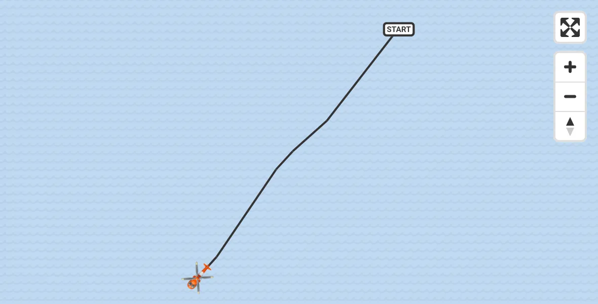 Vluchtroute Kustwachthelikopter van Noordzee naar Noordzee