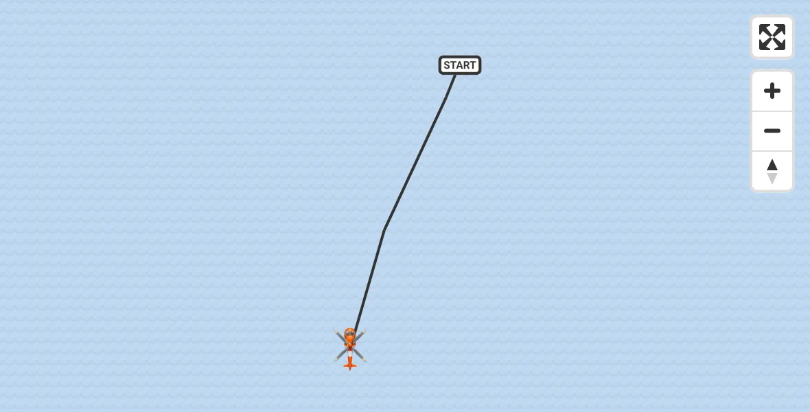 Vluchtroute Kustwachthelikopter van Noordzee naar Noordzee