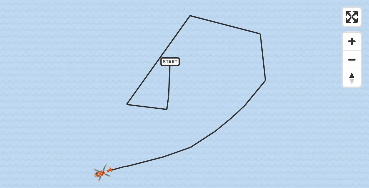 Vluchtroute Kustwachthelikopter van Noordzee naar Noordzee