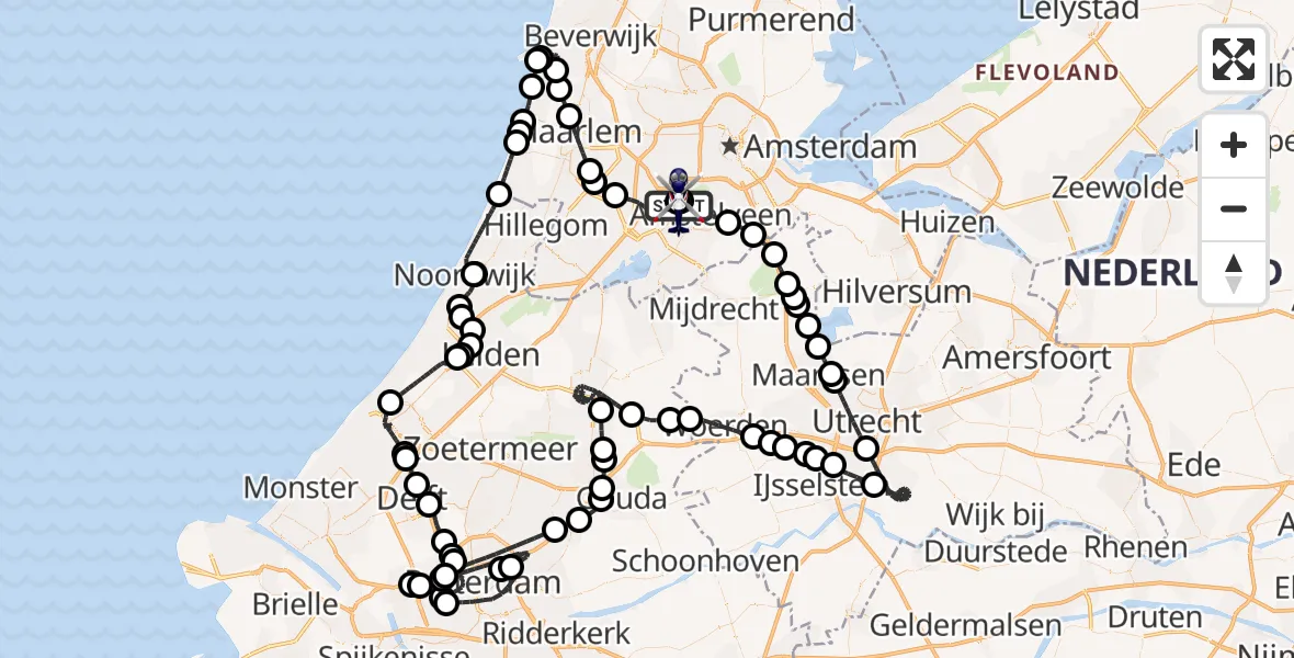Vluchtroute Politiehelikopter Amsterdam Vliegveld Schiphol - Amsterdam Vliegveld Schiphol, 11 april 2026, 18:00