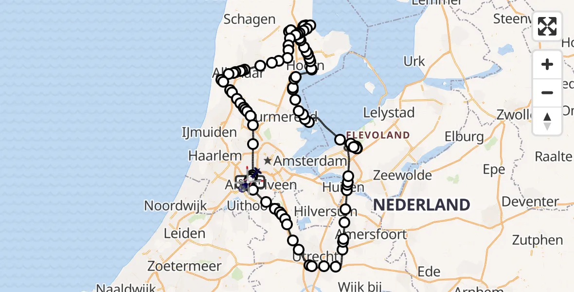 Vluchtroute Politiehelikopter Amsterdam Vliegveld Schiphol - Amsterdam Vliegveld Schiphol, 11 april 2026, 18:32