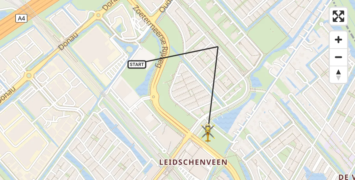 Vluchtroute Traumahelikopter van 's-Gravenhage naar 's-Gravenhage