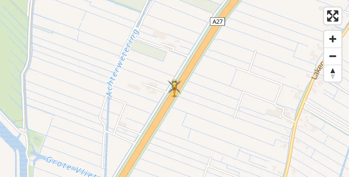 Vluchtroute Traumahelikopter van Lexmond naar Lexmond