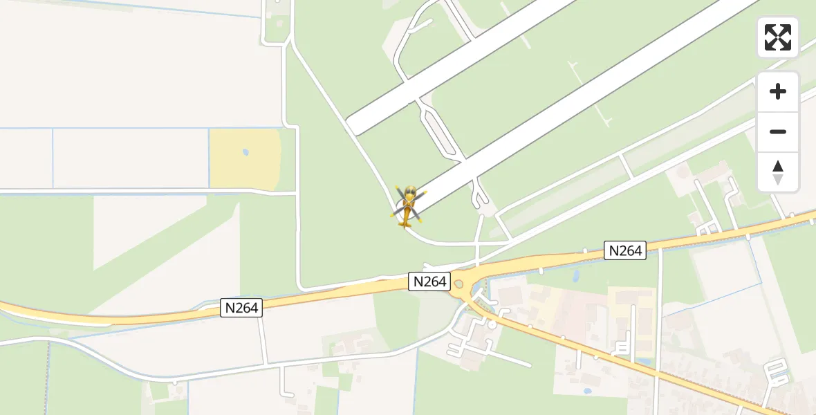 Vluchtroute Traumahelikopter van Vliegbasis Volkel naar Vliegbasis Volkel