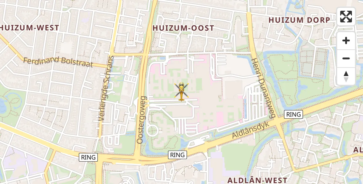 Routekaart van de vlucht: Ambulancehelikopter naar Leeuwarden Medical Center Heliport