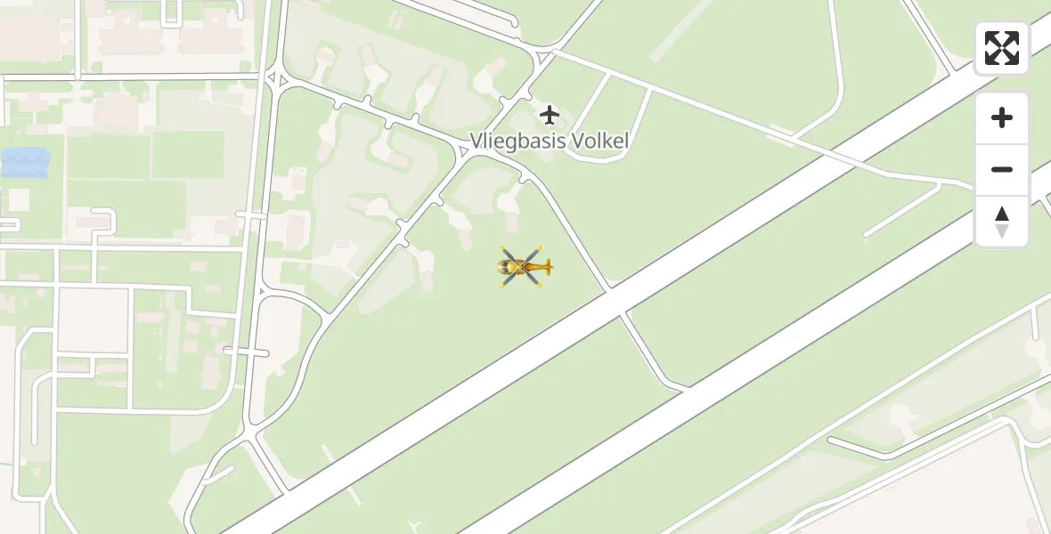 Vluchtroute Traumahelikopter van Vliegbasis Volkel naar Vliegbasis Volkel