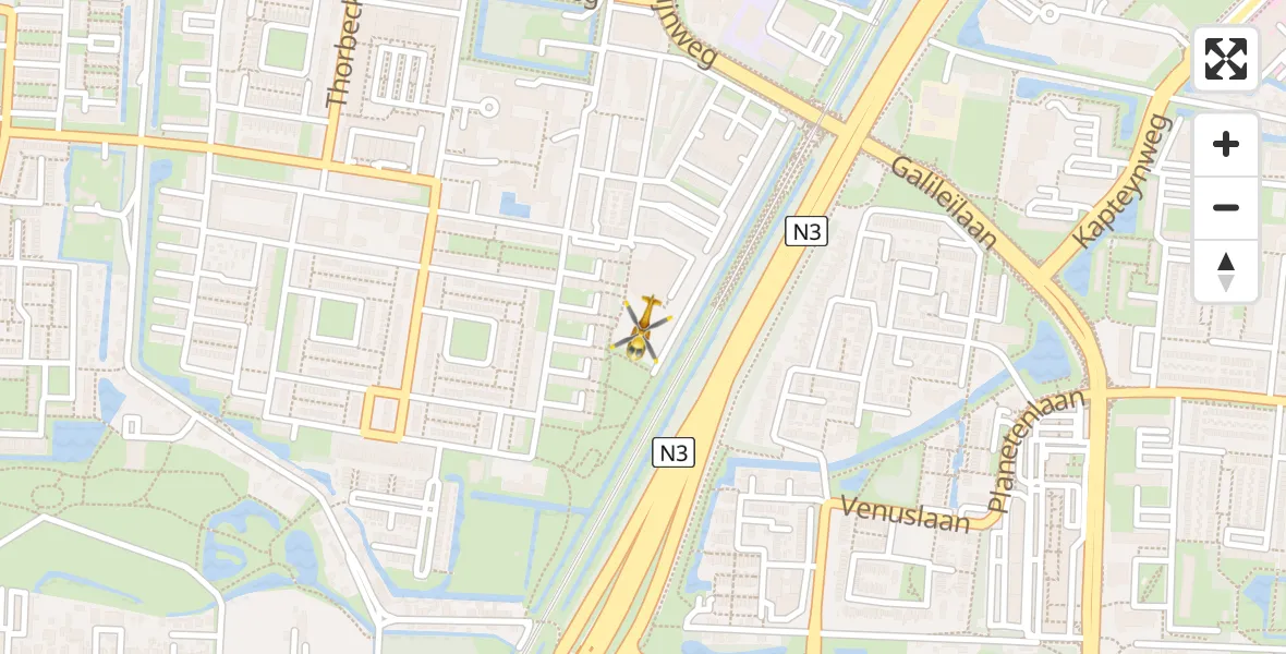 Vluchtroute Traumahelikopter van Dordrecht naar Dordrecht