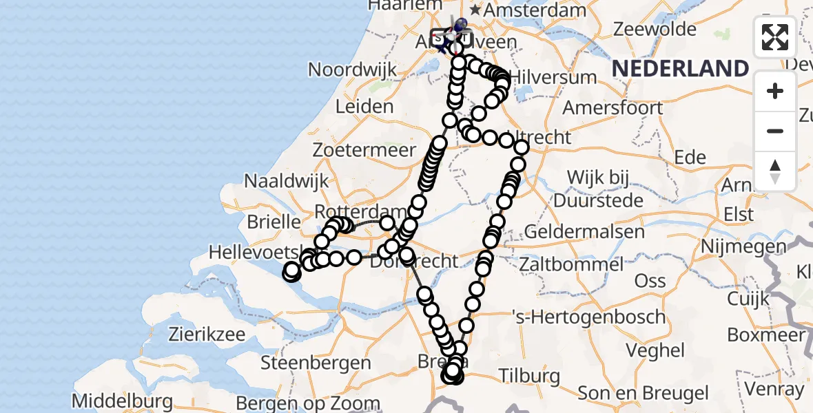 Vluchtroute Politiehelikopter Amsterdam Vliegveld Schiphol - Amsterdam Vliegveld Schiphol, 12 april 2026, 09:53
