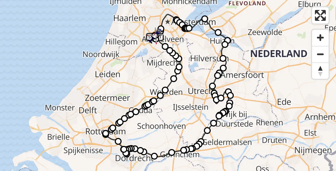 Vluchtroute Politiehelikopter Amsterdam Vliegveld Schiphol - Amsterdam Vliegveld Schiphol, 12 april 2026, 10:03