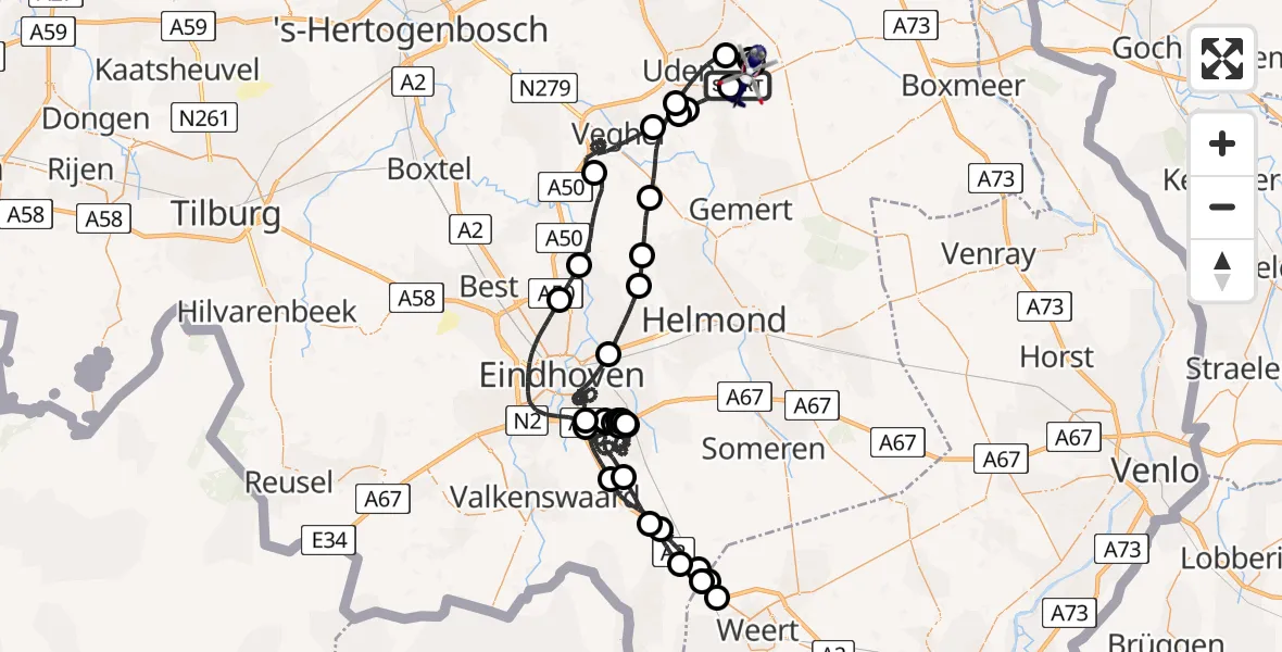 Vluchtroute Politiehelikopter Vliegbasis Volkel - Vliegbasis Volkel, 12 april 2026, 13:23