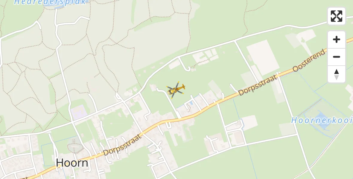 Vluchtroute Traumahelikopter van Hoorn naar Hoorn