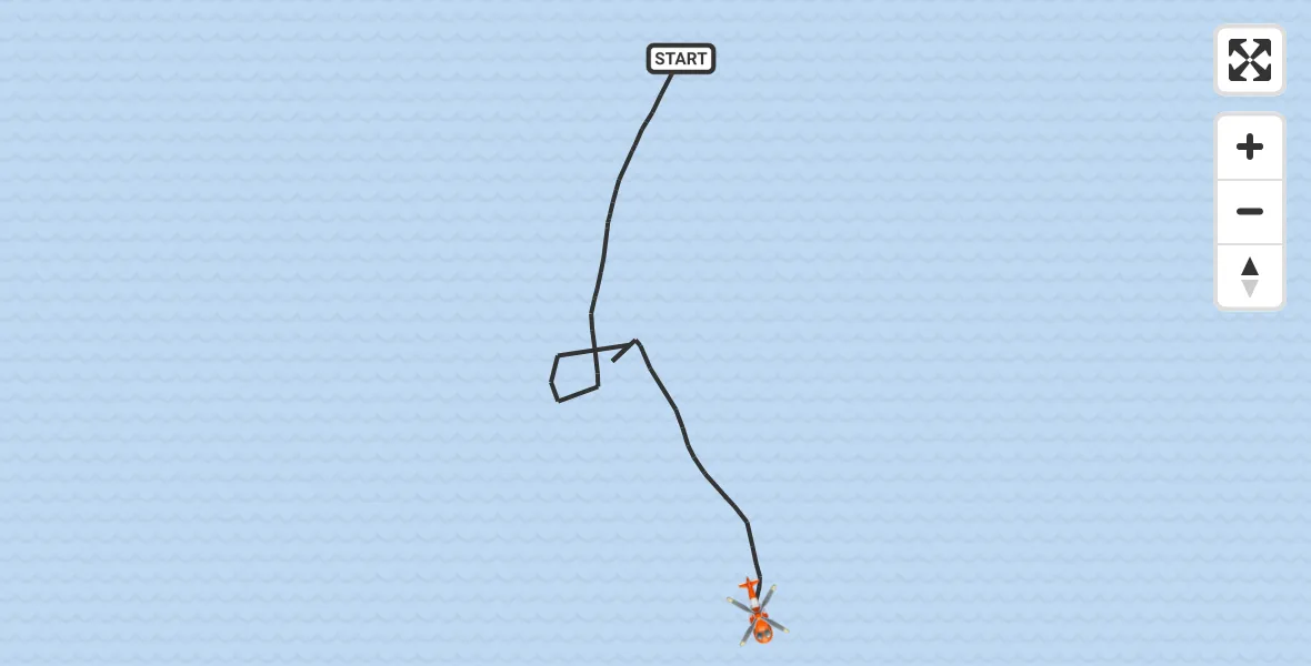 Vluchtroute Kustwachthelikopter van Noordzee naar Noordzee