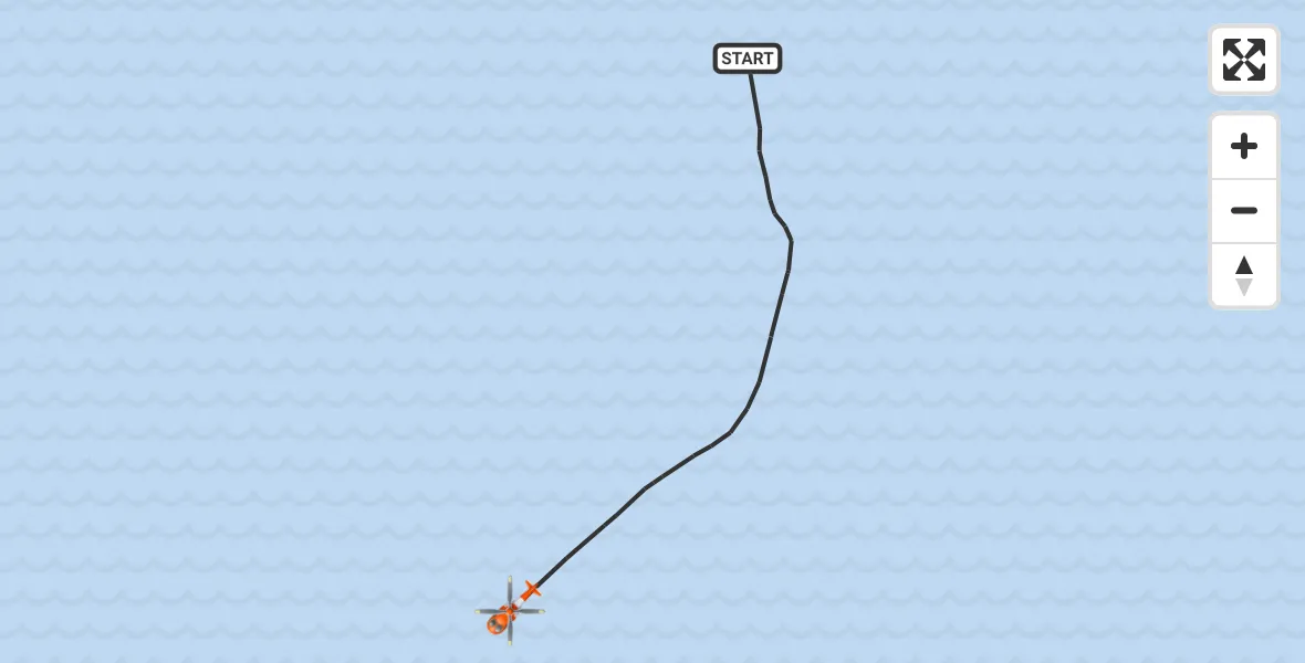 Vluchtroute Kustwachthelikopter van Noordzee naar Noordzee