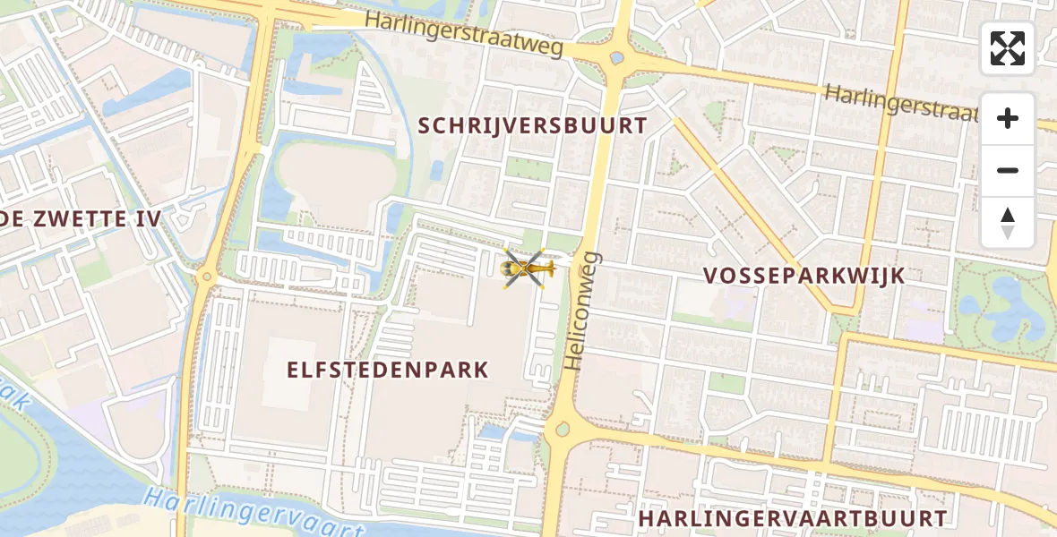 Vluchtroute Traumahelikopter van Leeuwarden naar Leeuwarden