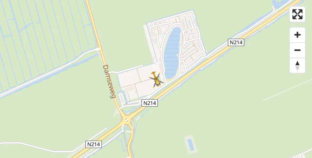 Vluchtroute Traumahelikopter van Ottoland naar Ottoland