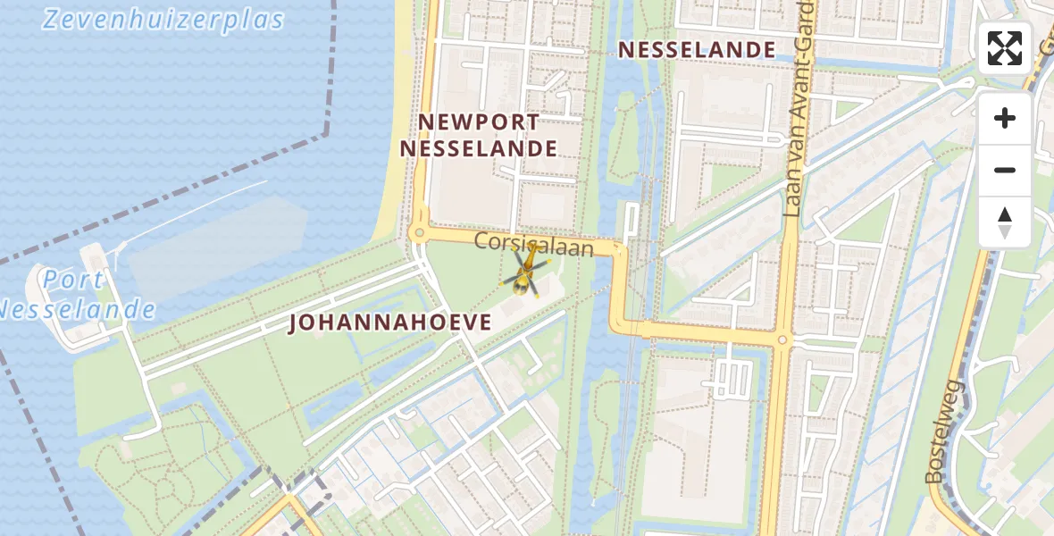 Vluchtroute Traumahelikopter van Rotterdam naar Rotterdam