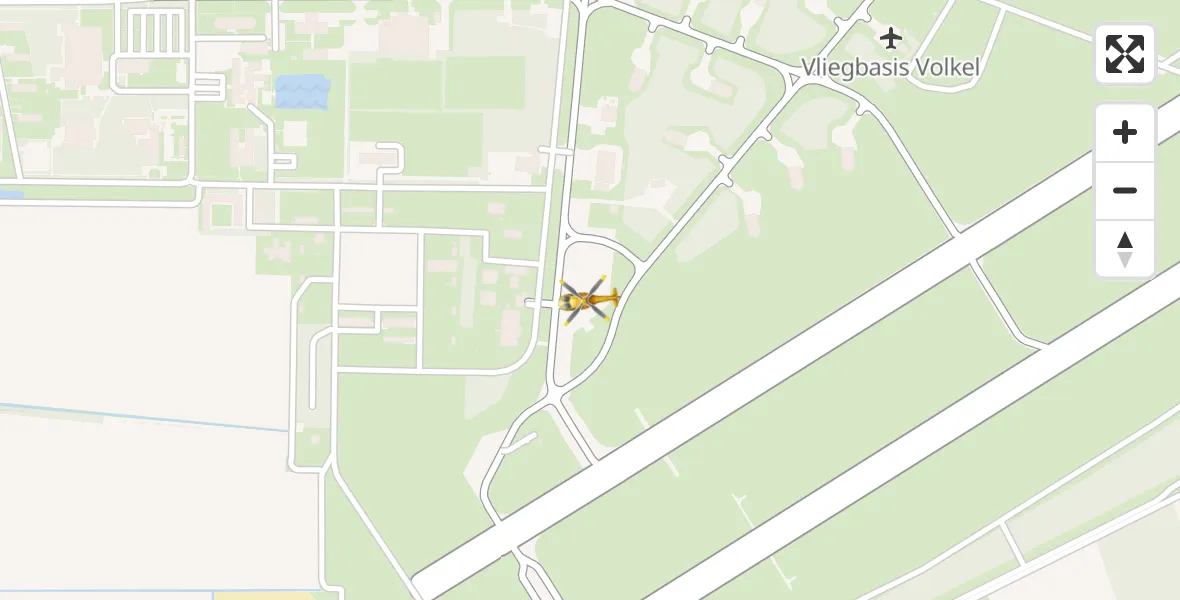 Vluchtroute Traumahelikopter van Vliegbasis Volkel naar Vliegbasis Volkel