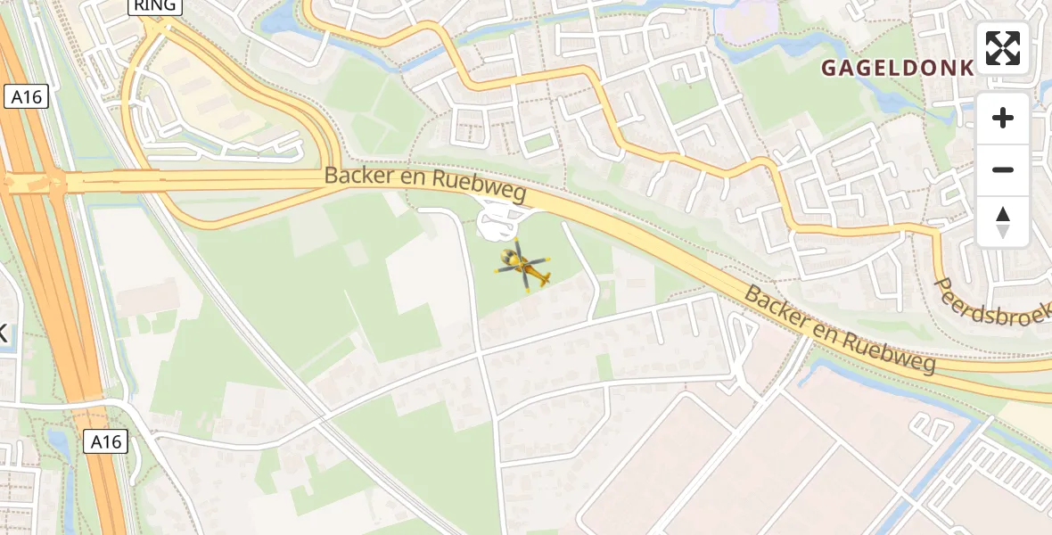 Vluchtroute Traumahelikopter van Breda naar Breda