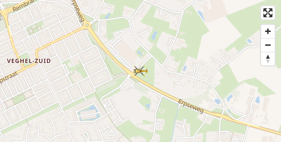 Vluchtroute Traumahelikopter van Veghel naar Veghel