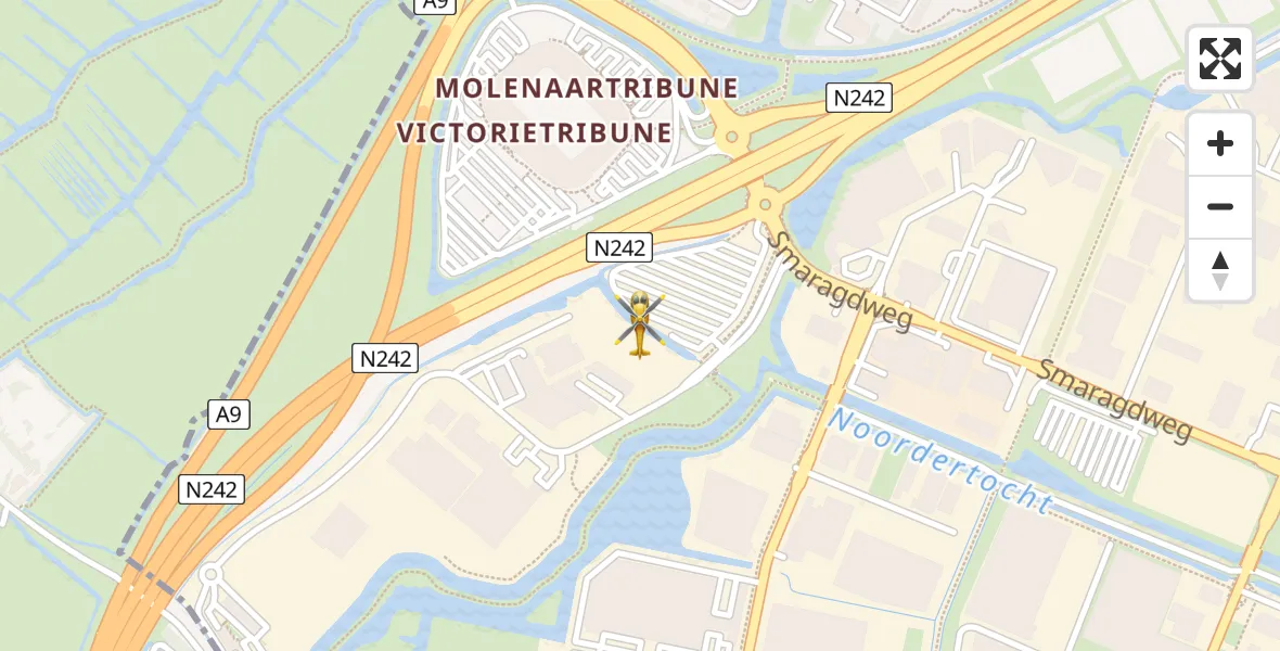 Vluchtroute Traumahelikopter van Alkmaar naar Alkmaar