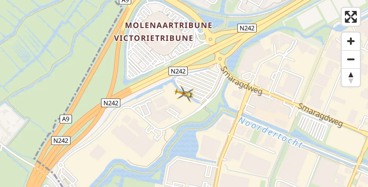 Vluchtroute Traumahelikopter van Alkmaar naar Alkmaar